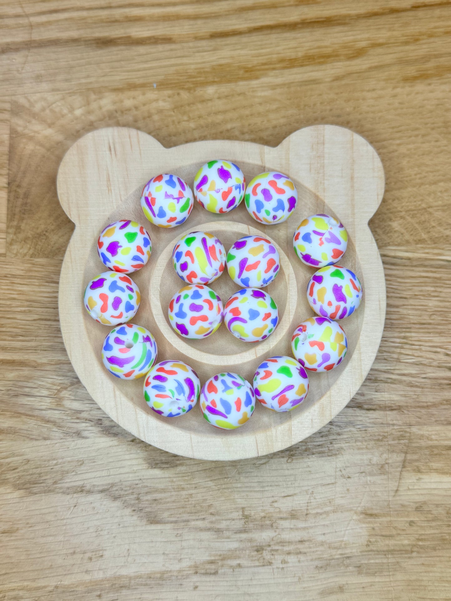 15mm 90’s Cheetah Silicone Bead