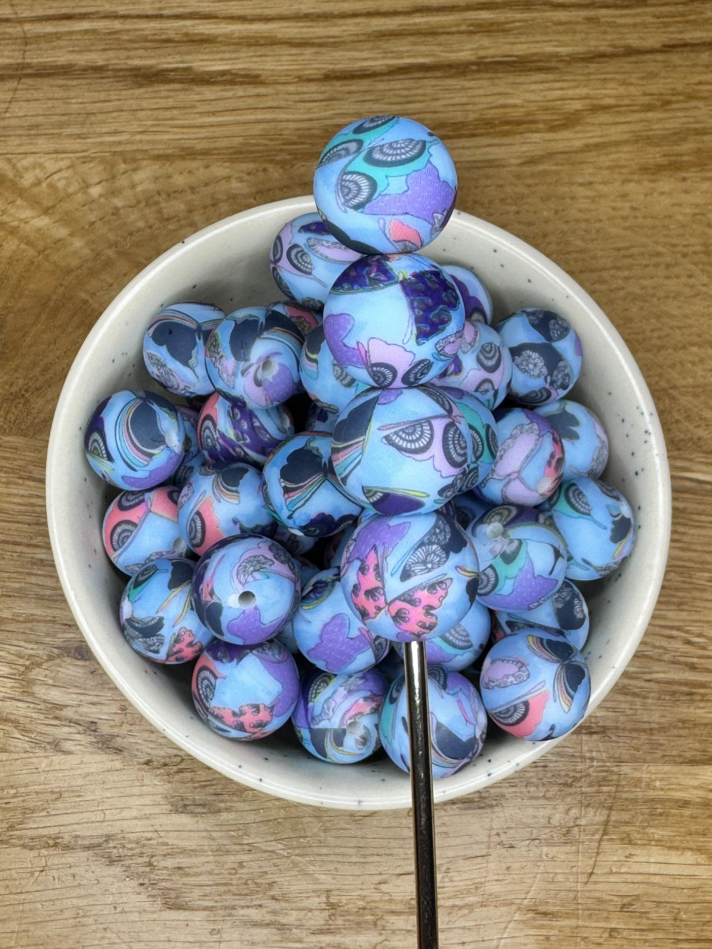 15mm Butterfly Sky Silicone Bead