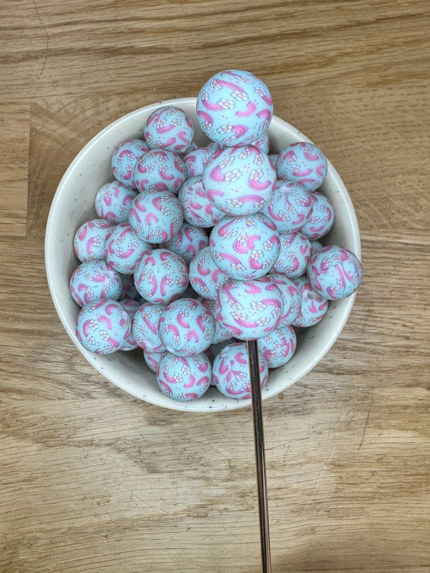 15mm Daisies and Rainbows Silicone Bead