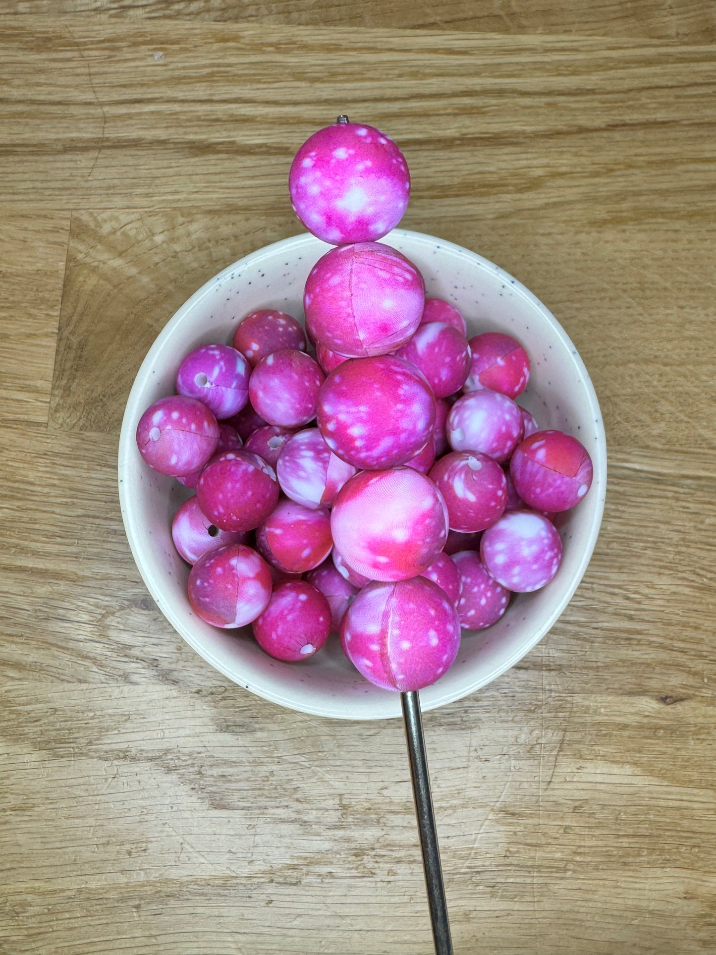 15mm Magenta Galaxies Silicone Bead