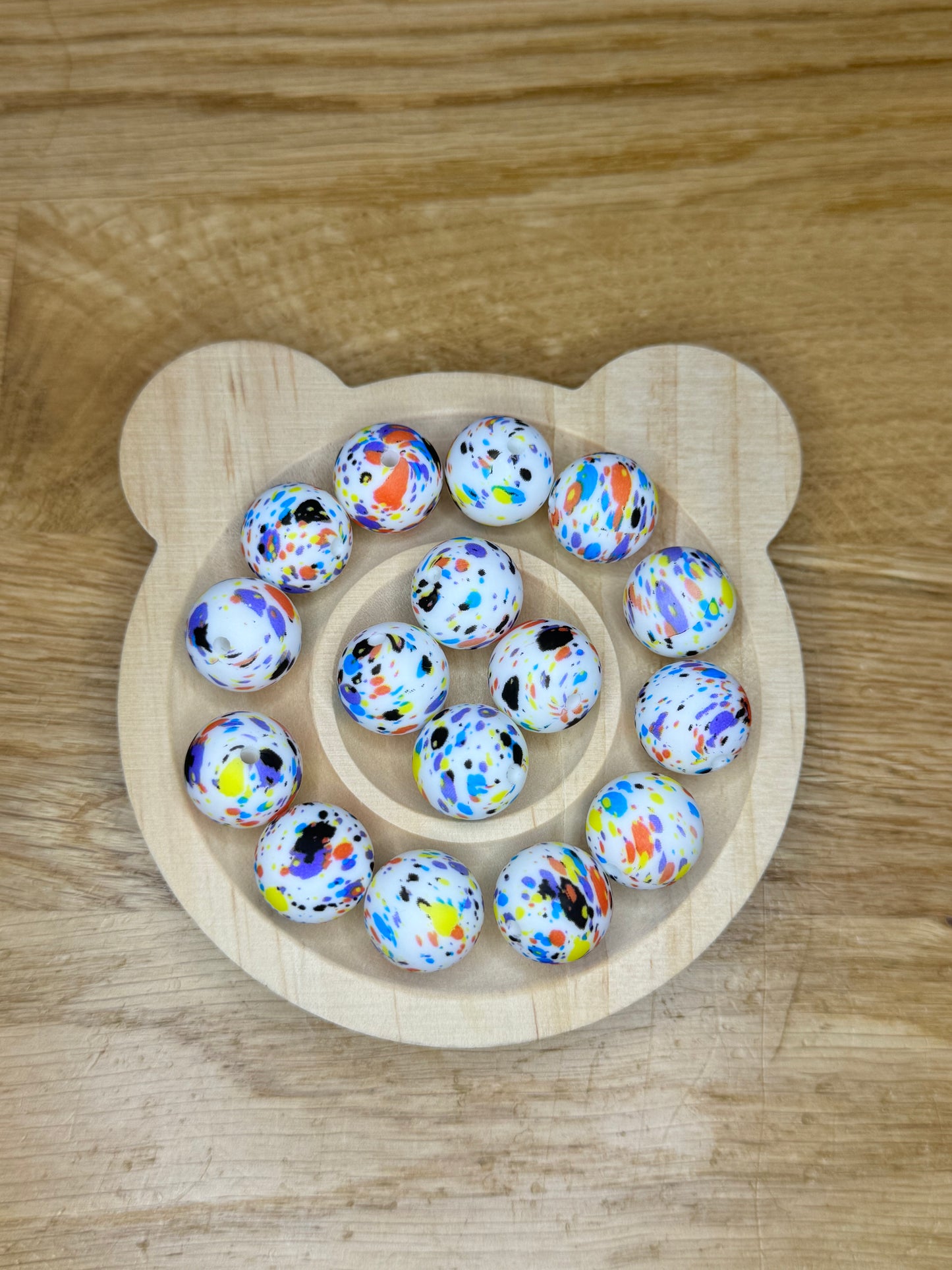 15mm Paint Splatter Silicone Bead