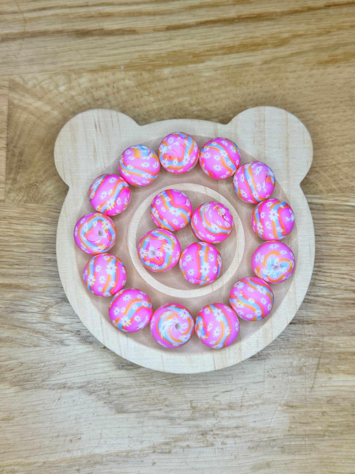 15mm Retro Daisy Silicone Bead