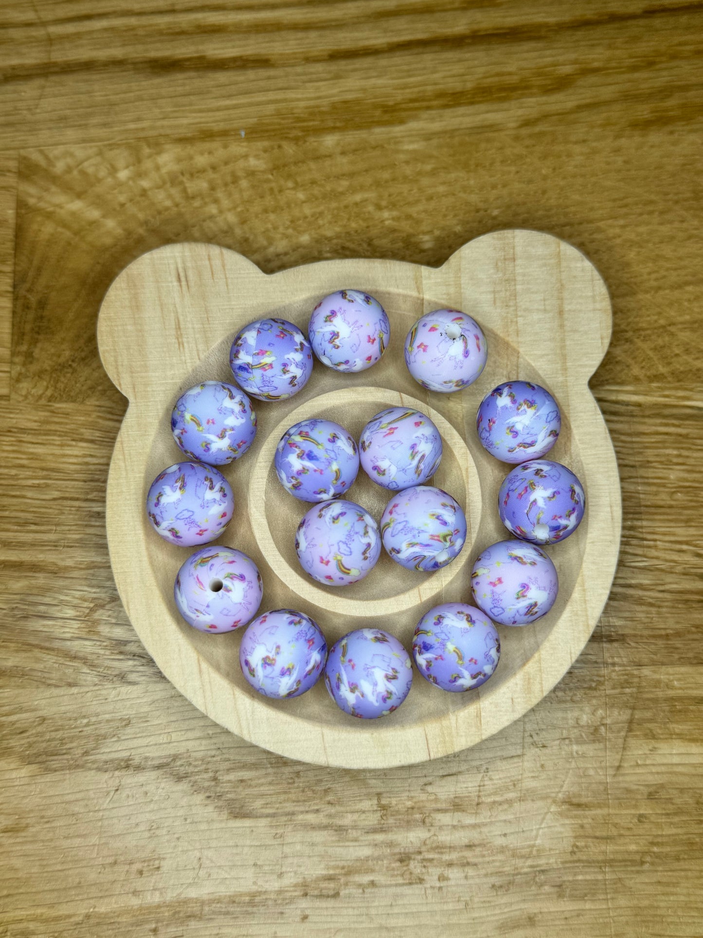 15mm Unicorn and Rainbows Silicone Bead