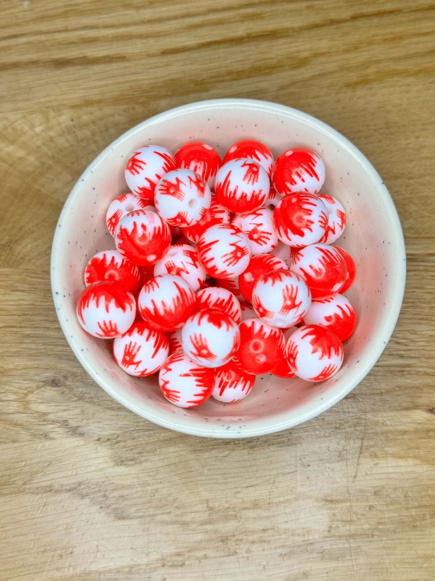 15mm Bloody Handprint Silicone Bead