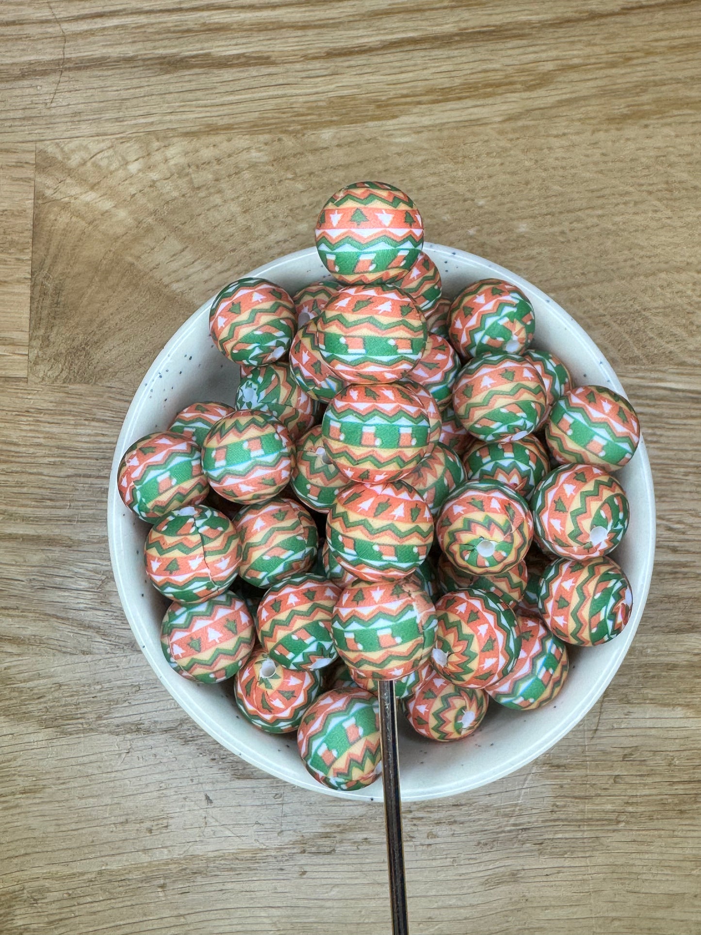 15mm Boho Christmas Silicone Bead