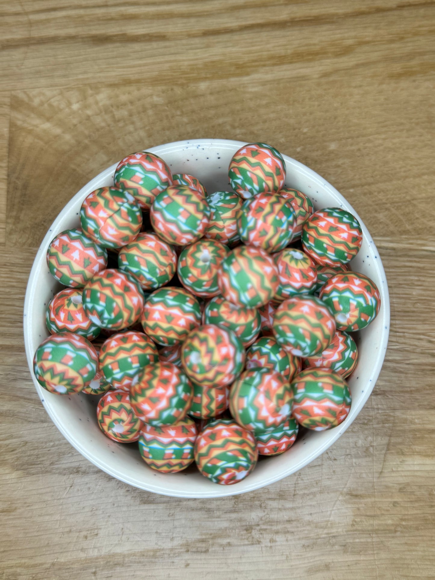 15mm Boho Christmas Silicone Bead