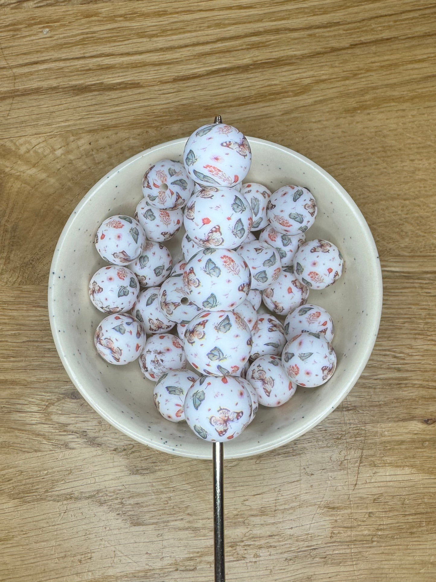 15mm Butterflies White Silicone Bead