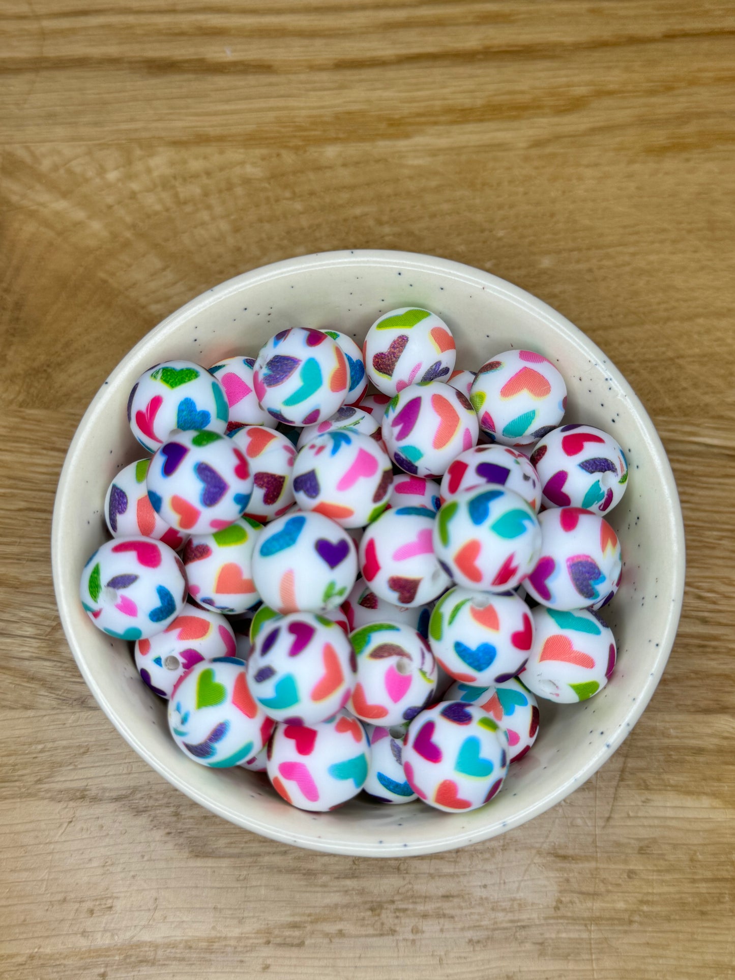 15mm Colorful Hearts Silicone Bead