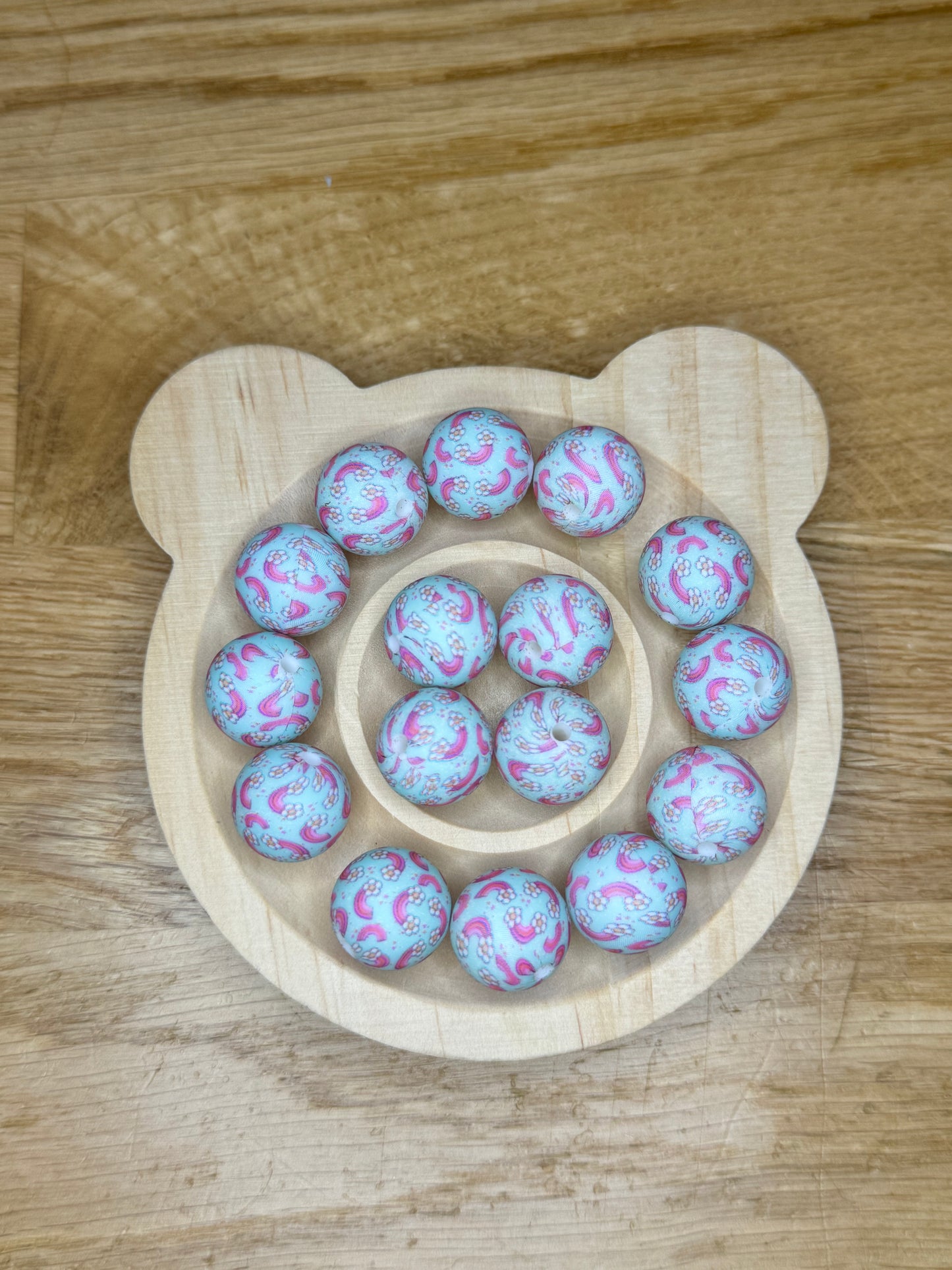 15mm Daisies and Rainbows Silicone Bead