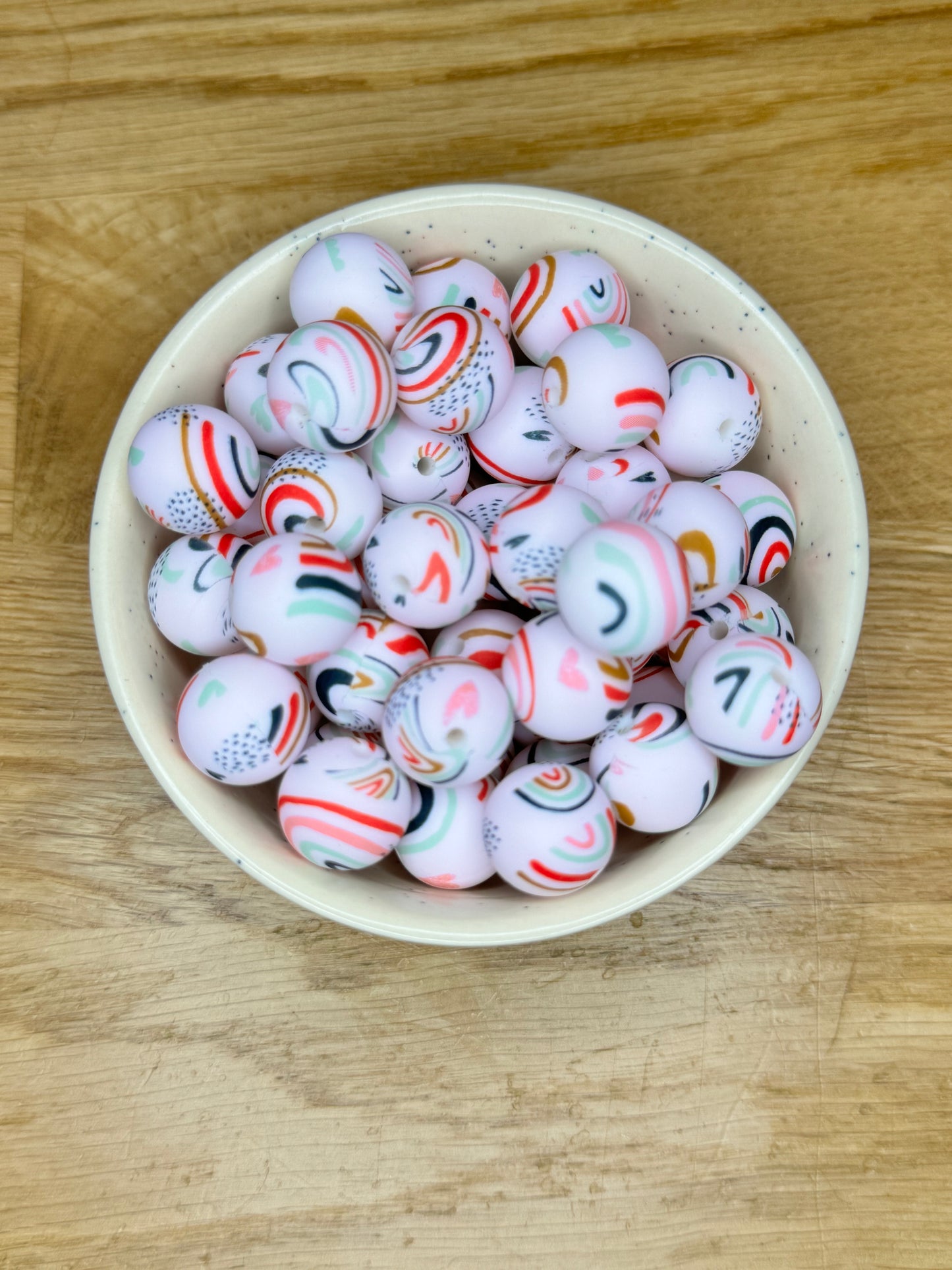 15mm Graphic Rainbow Silicone Bead