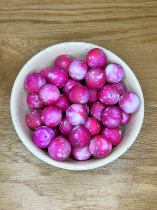 15mm Magenta Galaxies Silicone Bead
