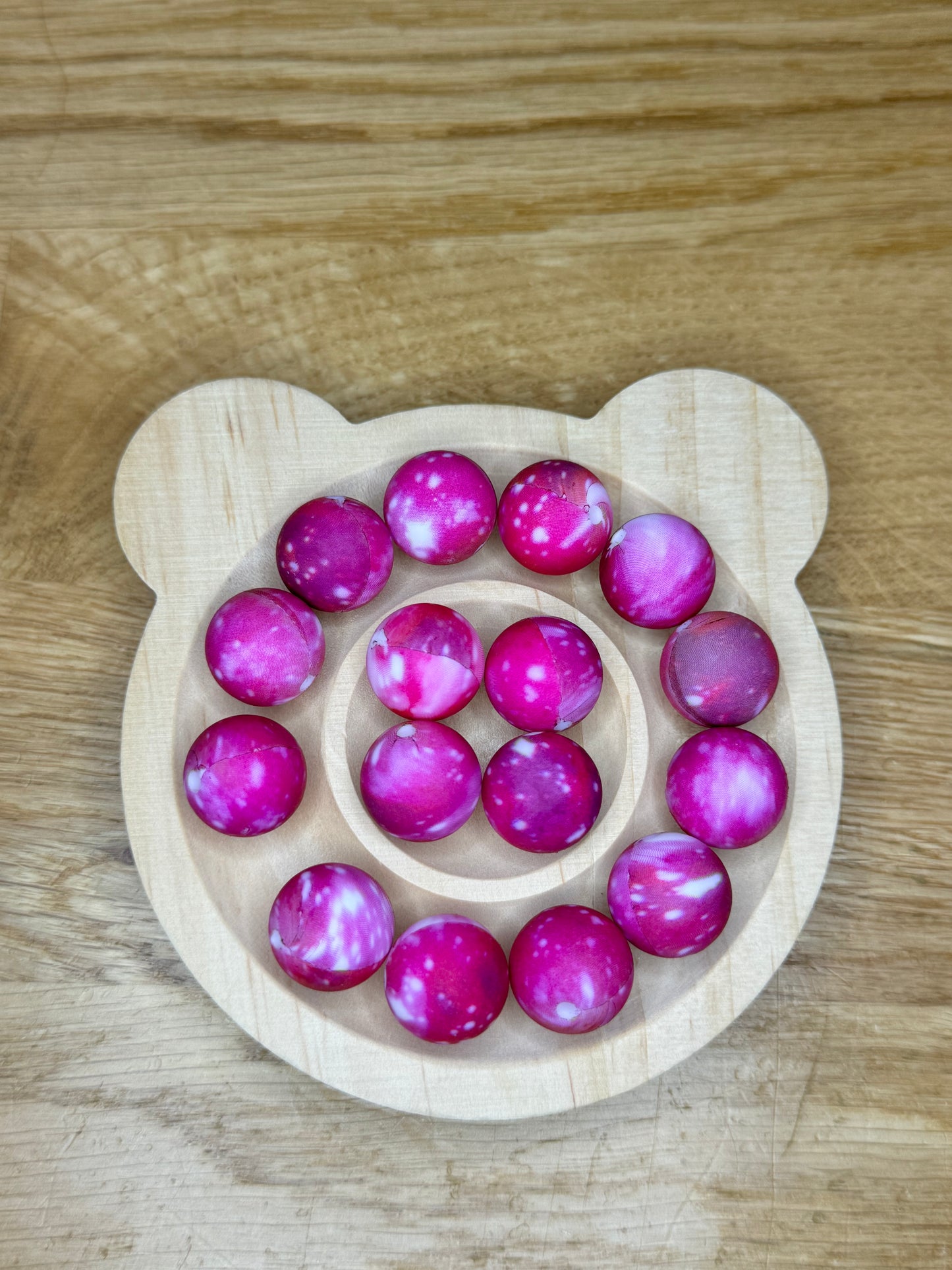 15mm Magenta Galaxies Silicone Bead