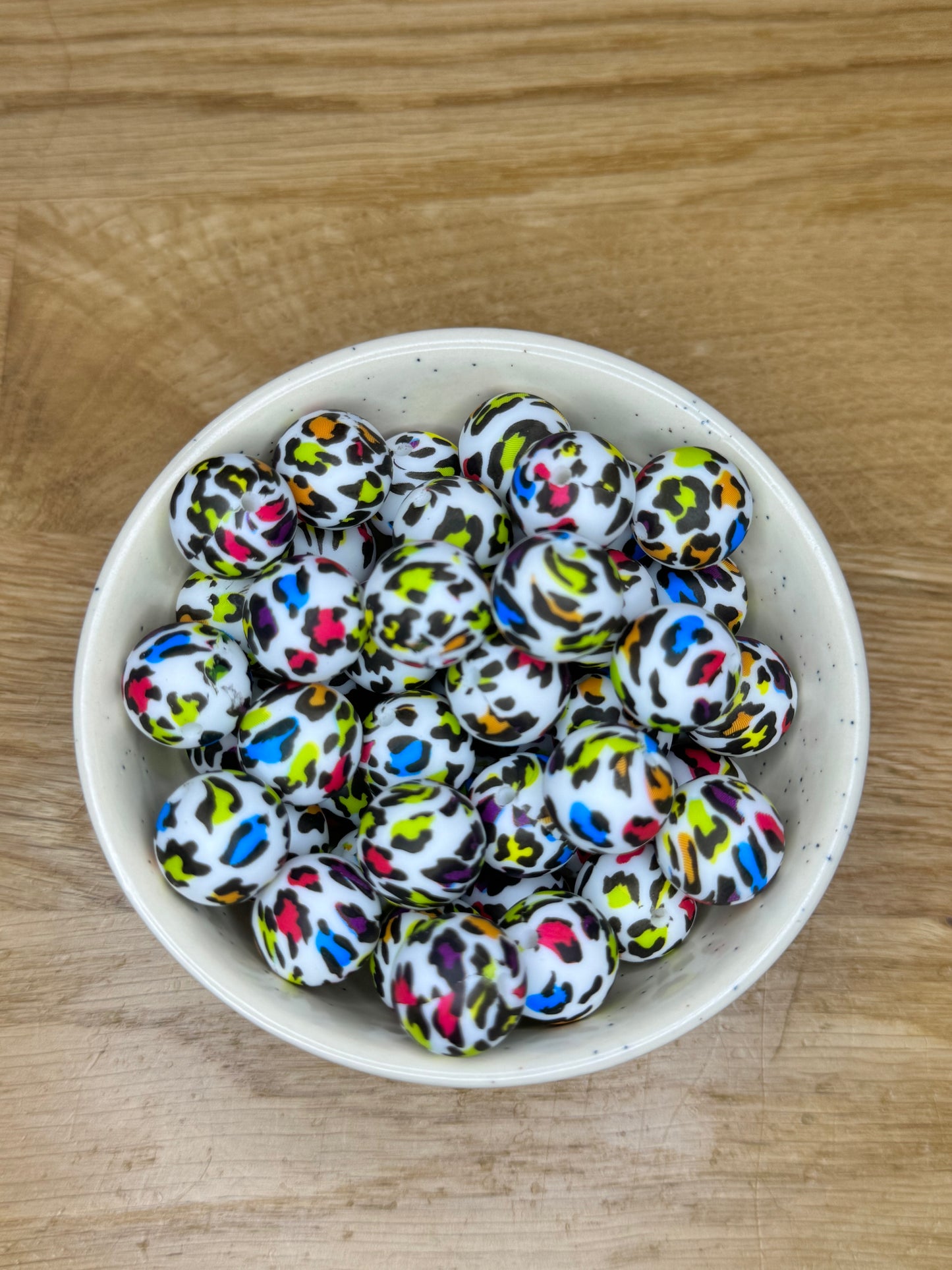 15mm Neon Leopard Silicone Bead