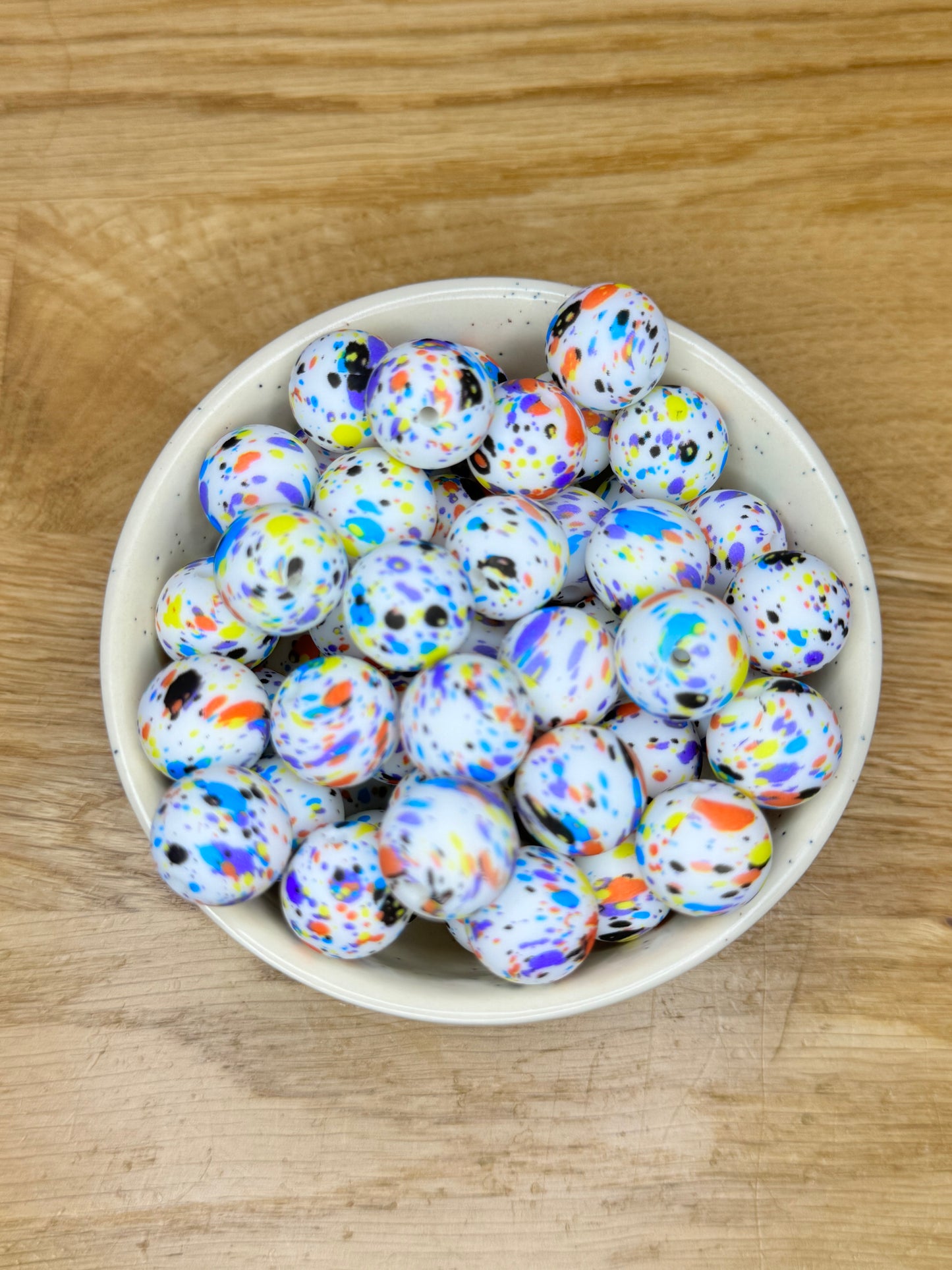15mm Paint Splatter Silicone Bead