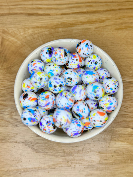 15mm Paint Splatter Silicone Bead