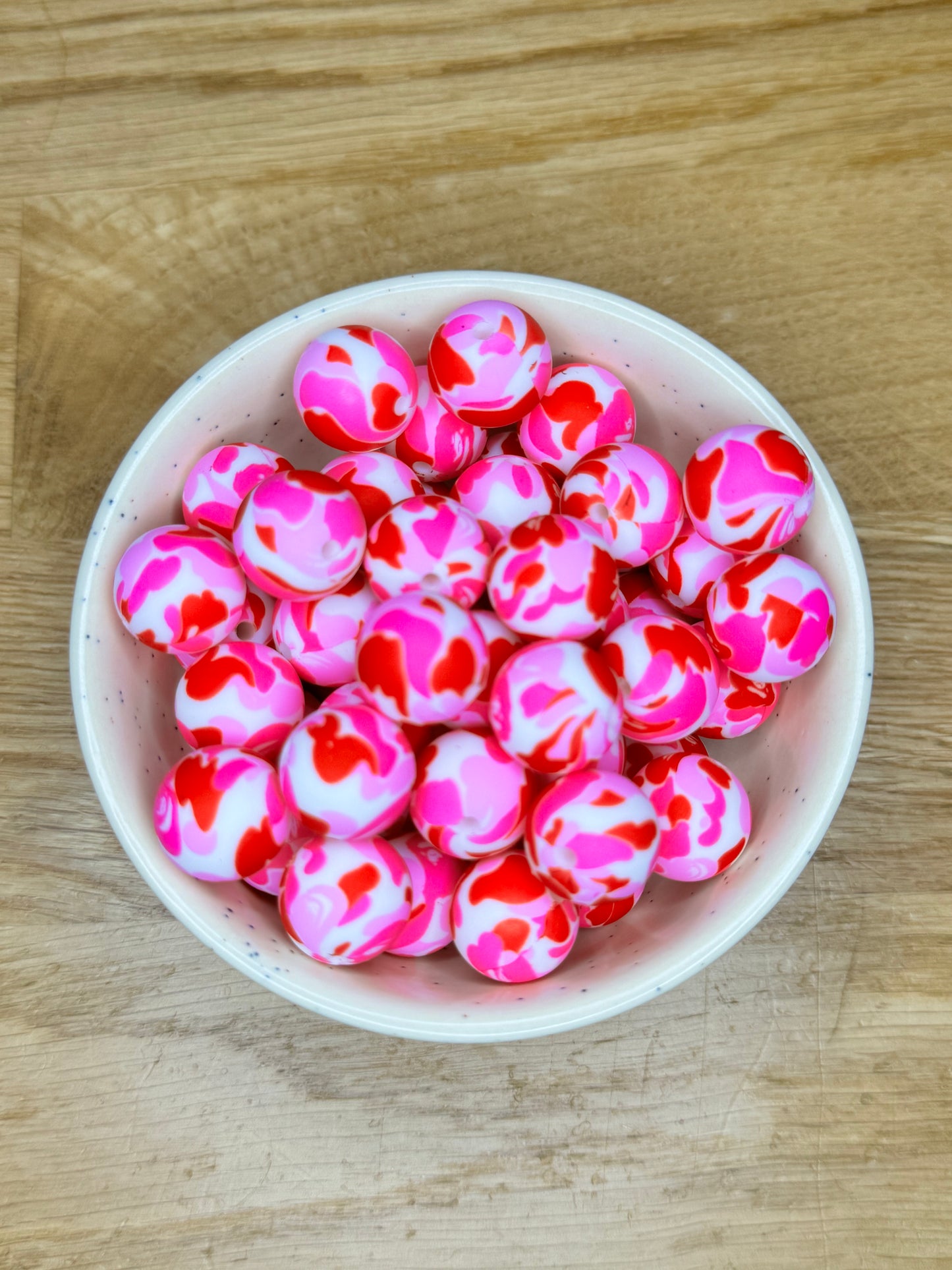 15mm Pink Camo Silicone Bead