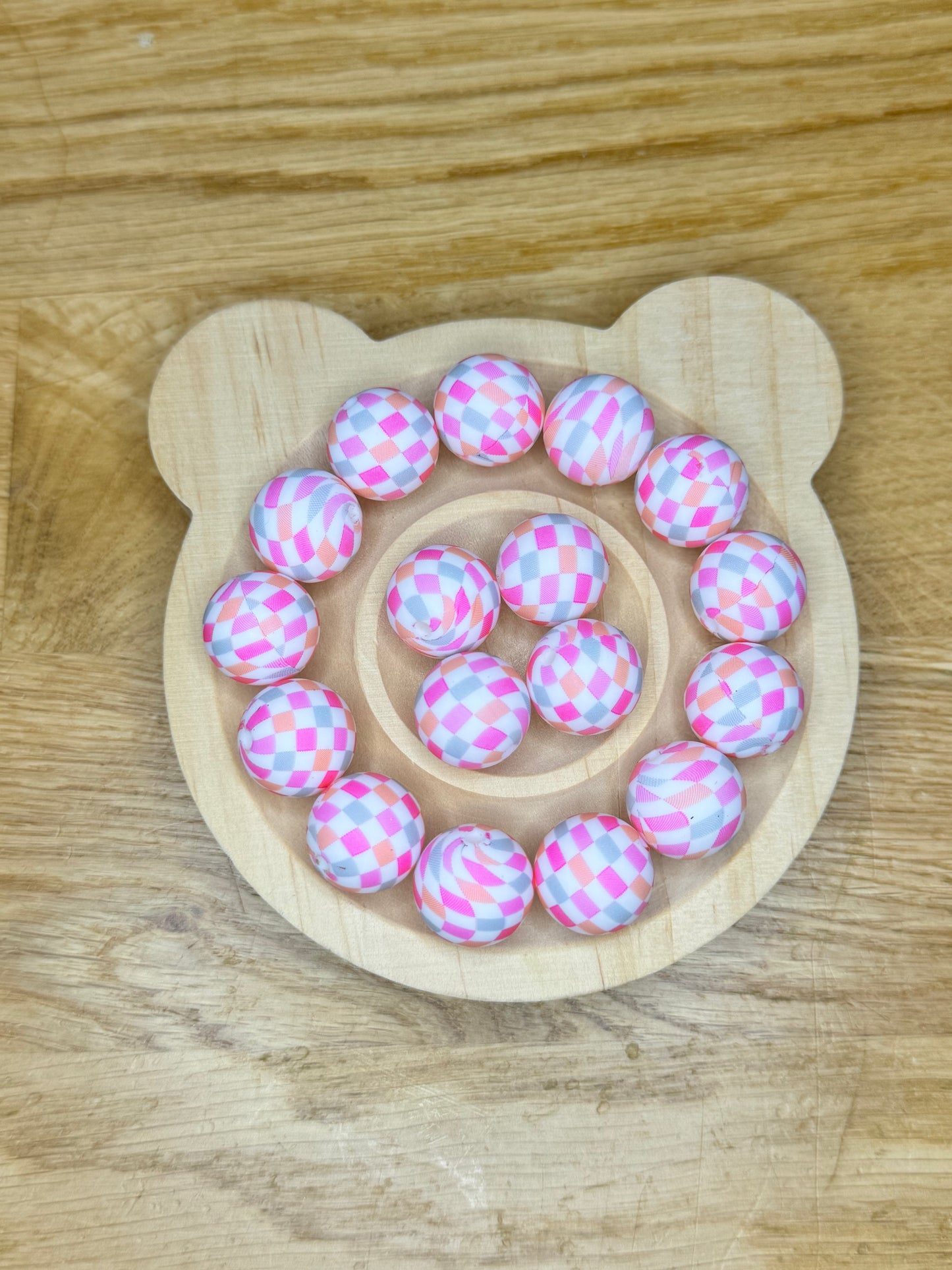 15mm Pink Cheetah Silicone Bead