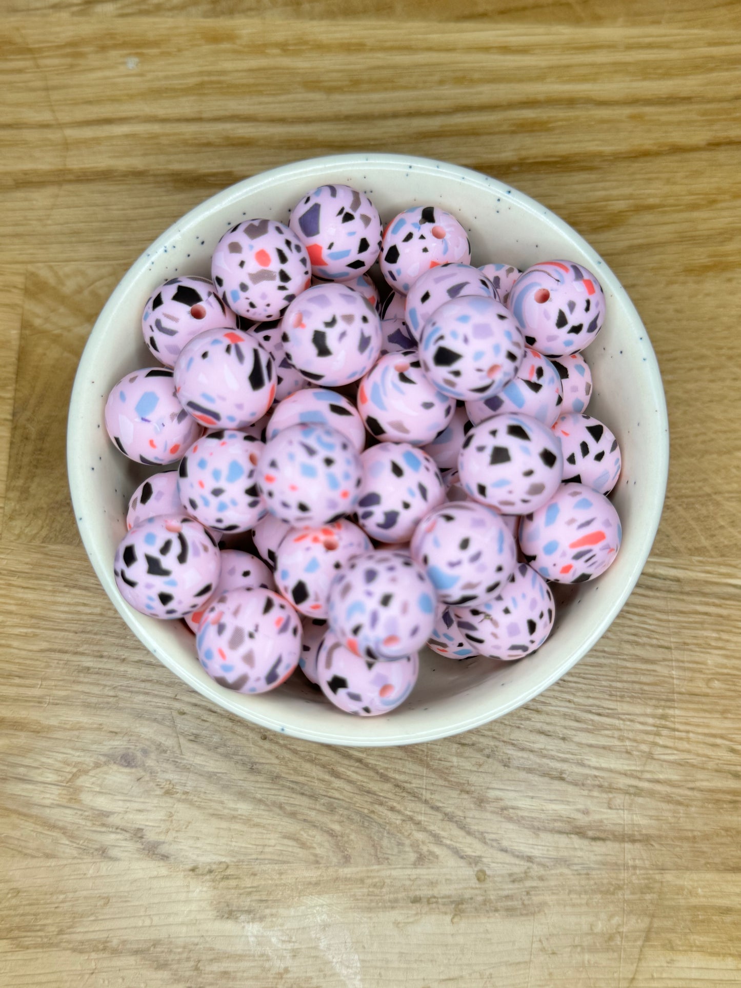 15mm Pink Terrazo Silicone Bead