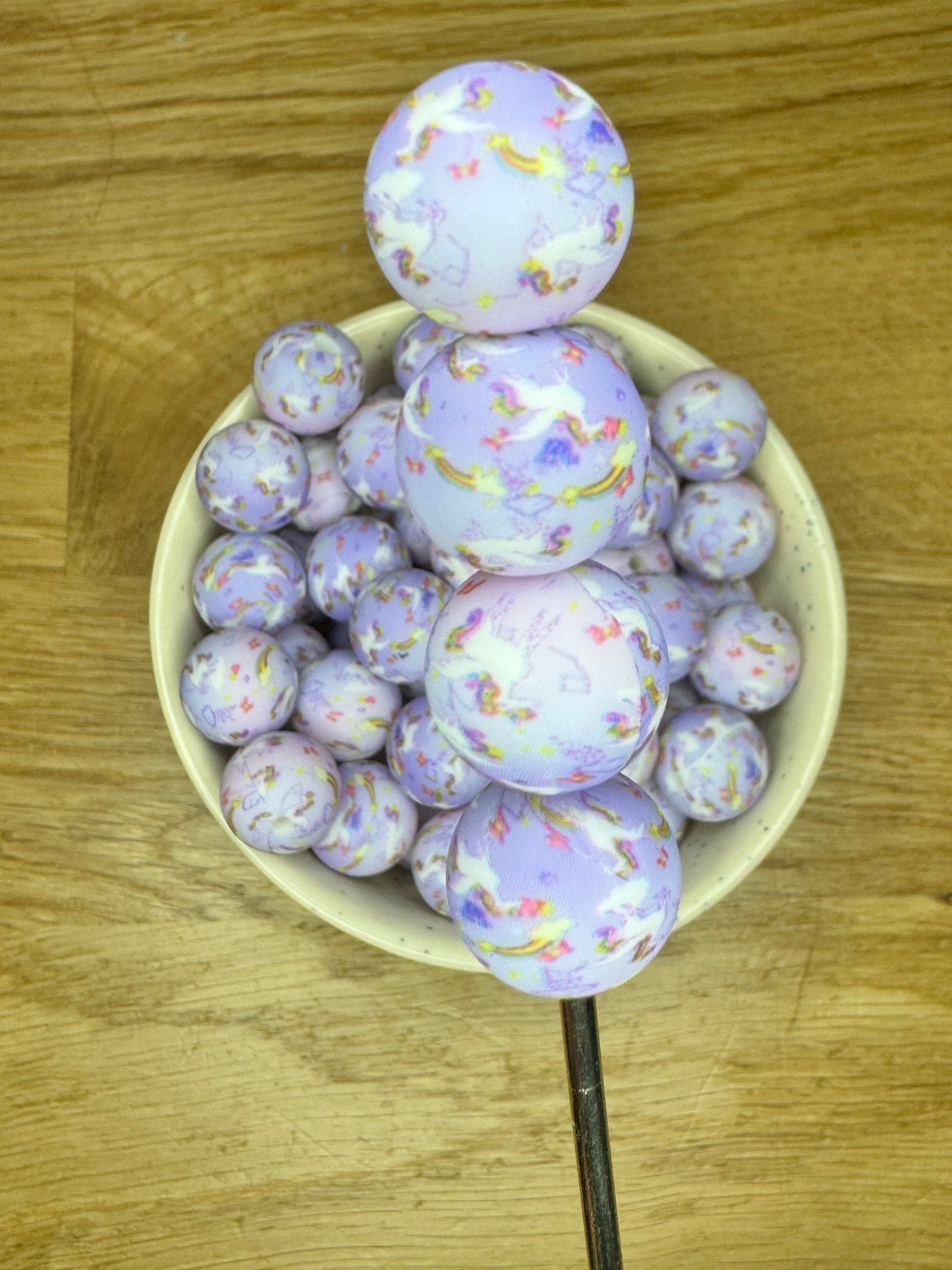 15mm Unicorn and Rainbows Silicone Bead
