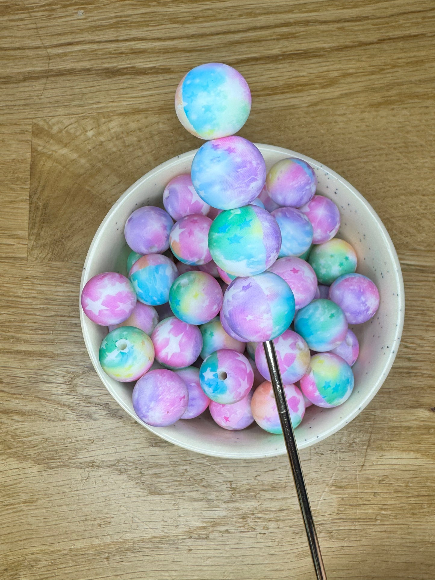 15mm Watercolor Galaxy Silicone Bead